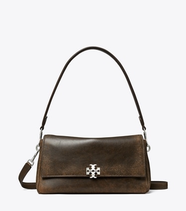 Tory Burch designer ショルダーバッグ チャーリー ディストレスト スモール ショルダーバッグ in New Barley/ Dark Roast front