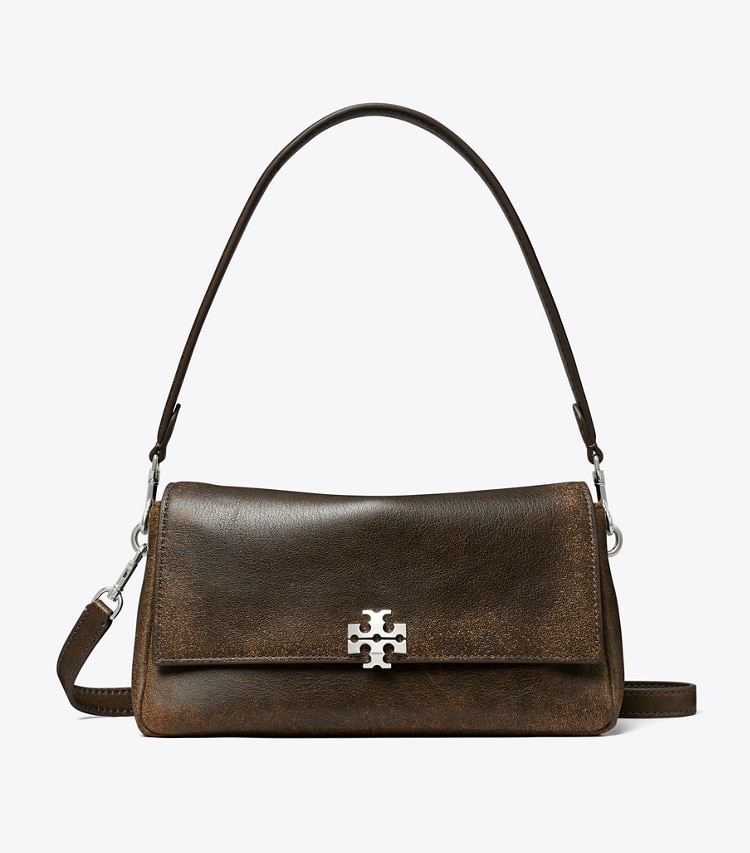 Tory Burch designer ショルダーバッグ チャーリー ディストレスト スモール ショルダーバッグ in New Barley/ Dark Roast front