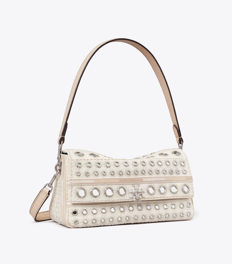 Tory Burch designer shoulder bags Small Charlie Embellished Shoulder Bag in New Ivory angle