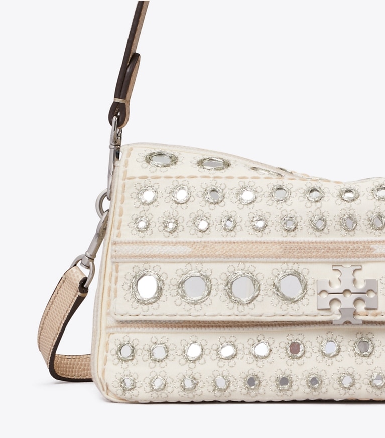 Tory Burch designer shoulder bags Small Charlie Embellished Shoulder Bag in New Ivory detail