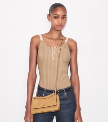 Tory Burch ベージュ レザー ショルダーバッグ！大サイズ！！美品 スモール ベージュ レザー ショルダーバッグ - レディース