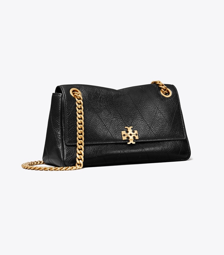 Tory Burch designer shoulder bags Small Charlie Quilted Shoulder Bag in Black angle