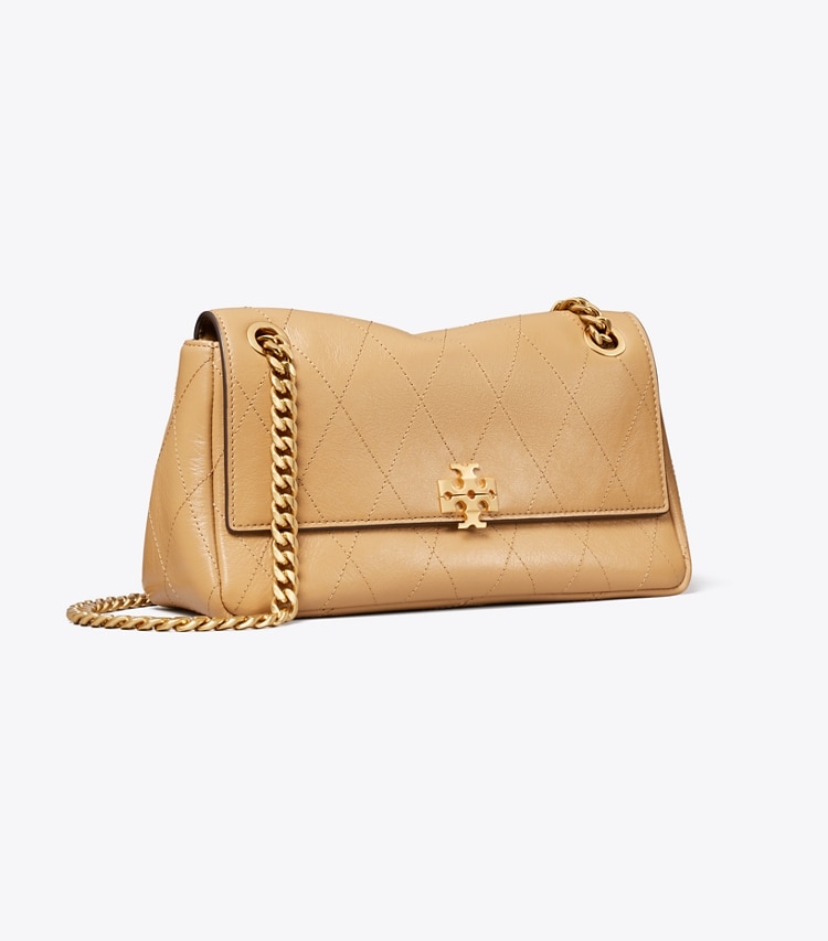 Tory Burch designer shoulder bags Small Charlie Quilted Shoulder Bag in Pecan angle