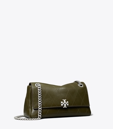 Tory Burch designer shoulder bags Small Charlie Quilted Shoulder Bag in Dark Olive angle