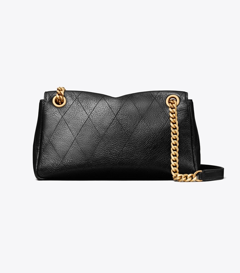 Tory Burch designer shoulder bags Small Charlie Quilted Shoulder Bag in Black back