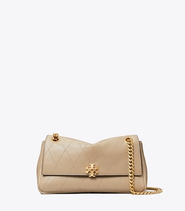 Tory Burch designer shoulder bags Small Charlie Quilted Shoulder Bag in Soft Cement front
