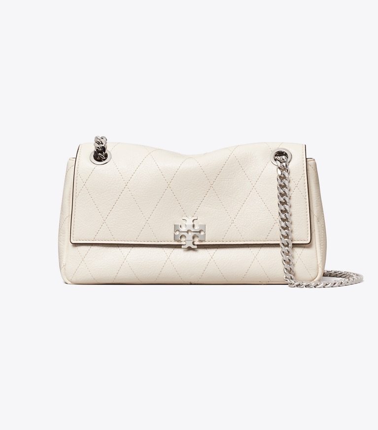 Tory Burch designer shoulder bags Small Charlie Quilted Shoulder Bag in Light Cream front