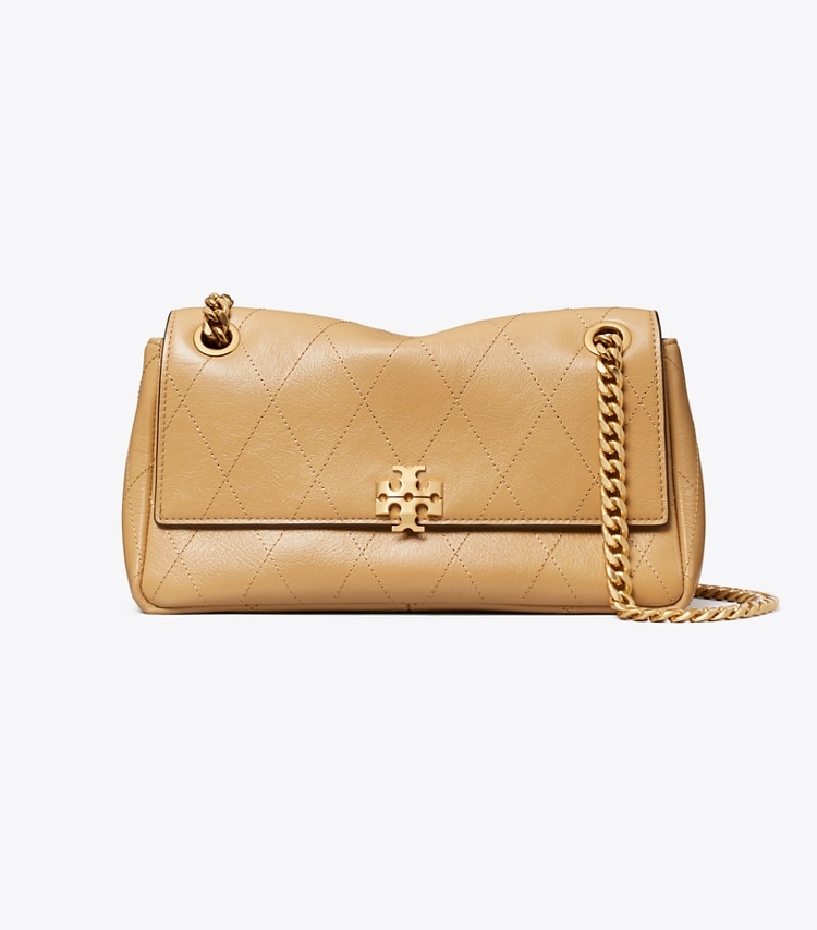 Tory Burch designer shoulder bags Small Charlie Quilted Shoulder Bag in Pecan front