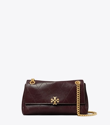 Tory Burch designer shoulder bags Small Charlie Quilted Shoulder Bag in Vintage Bordeaux front