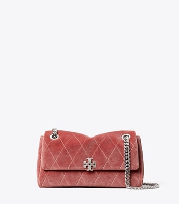 Small Charlie Quilted Velvet Pavé Shoulder Bag