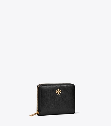 Tory Burch designer wallets Small Charlie Quilted Zip-Around Wallet in Black angle