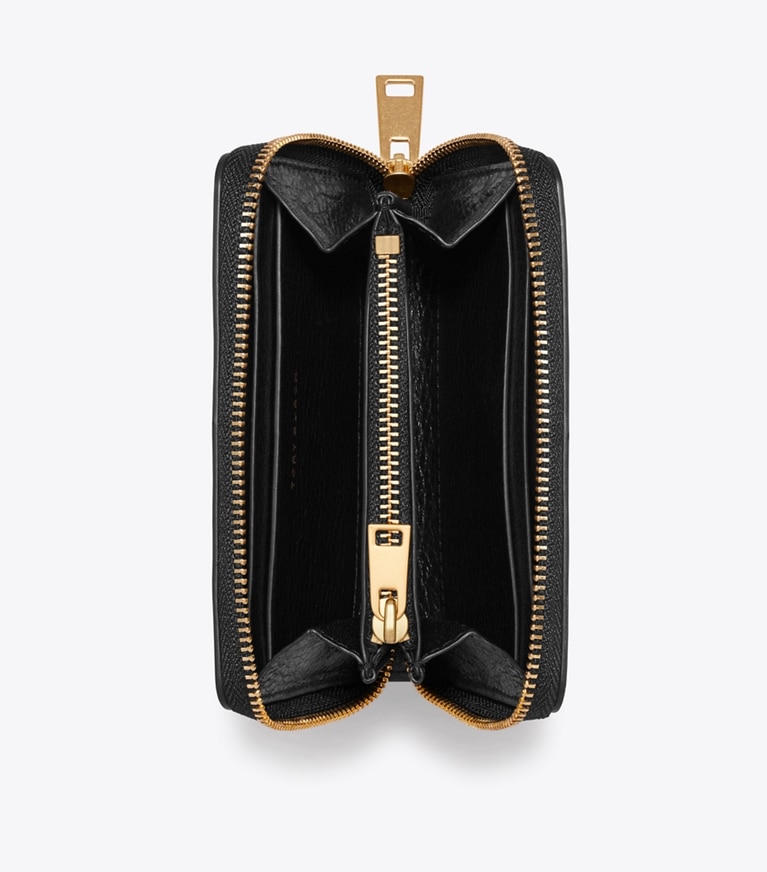 Tory Burch designer wallets Small Charlie Quilted Zip-Around Wallet in Black overhead