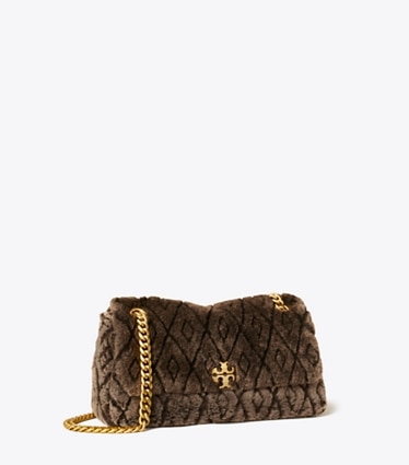 Tory Burch designer shoulder bags Small Charlie Shearling Shoulder Bag in Cocoa angle