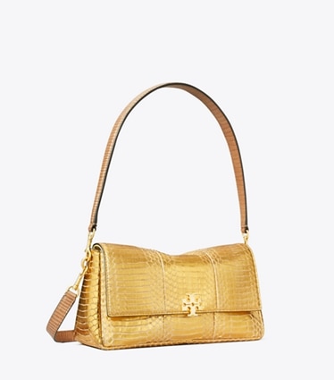 Tory Burch designer shoulder bags Small Charlie Snake Shoulder Bag in Gold angle