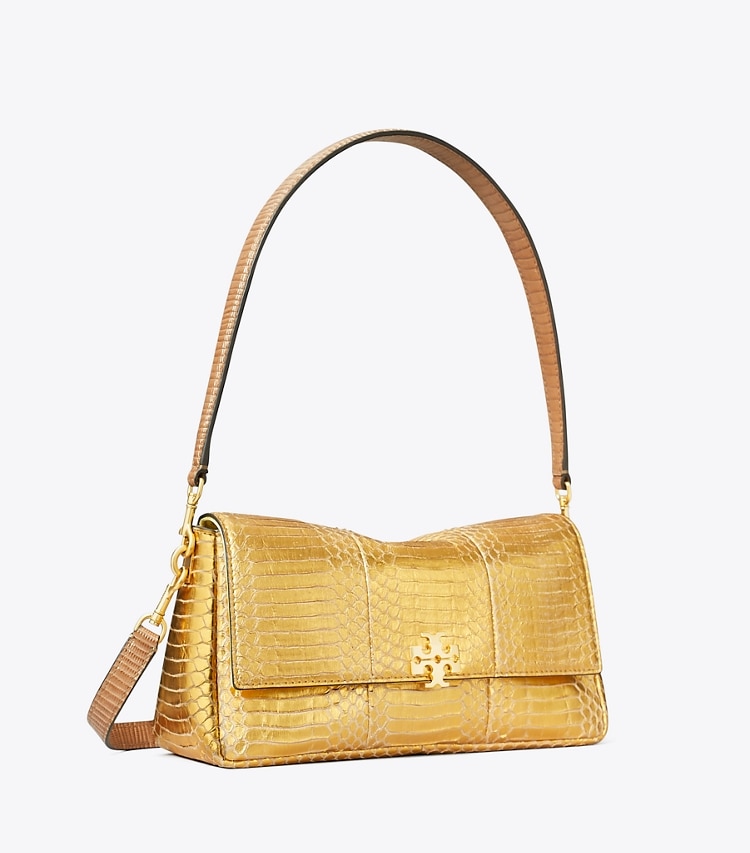 Tory Burch designer shoulder bags Small Charlie Snake Shoulder Bag in Gold angle