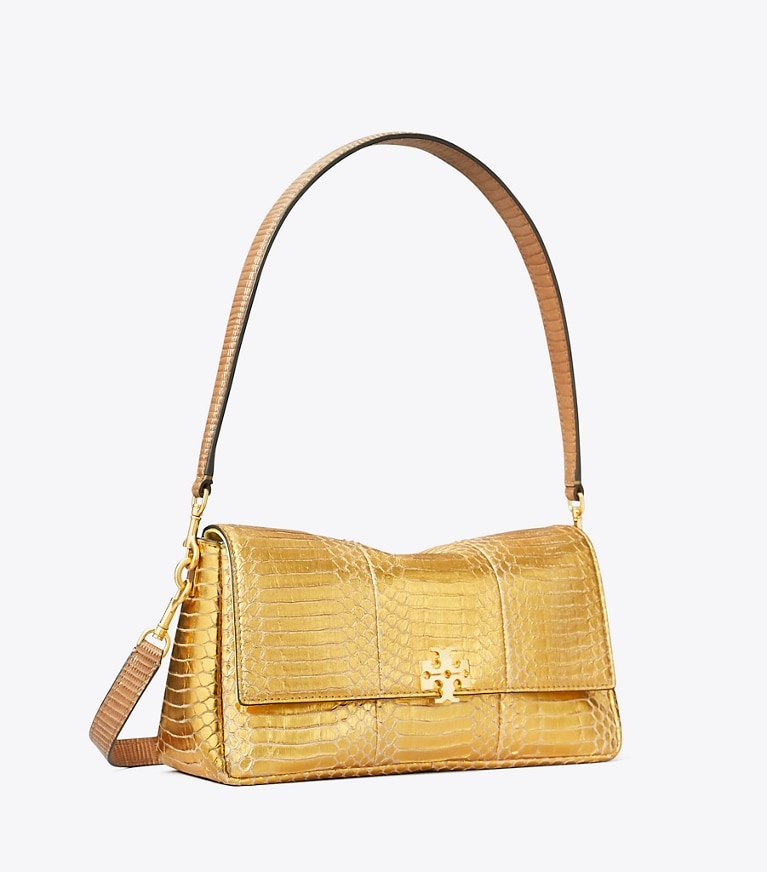 Tory Burch designer shoulder bags Small Charlie Snake Shoulder Bag in Gold angle
