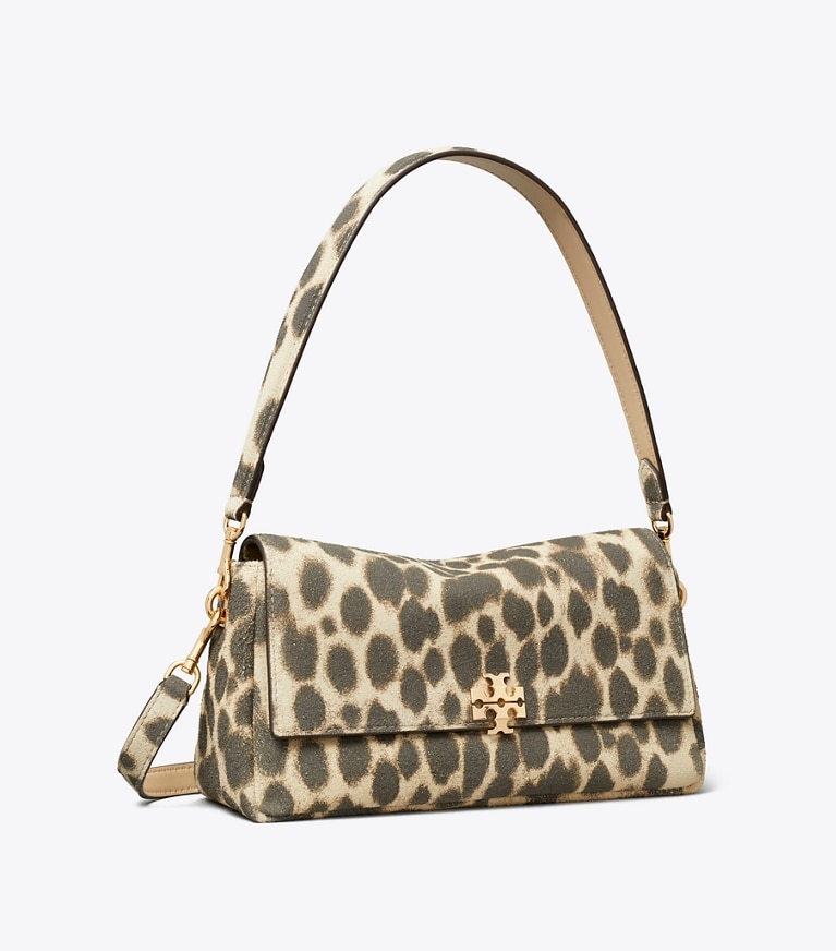 Tory Burch designer shoulder bags Small Charlie Suede Shoulder Bag in Leopard Spots angle