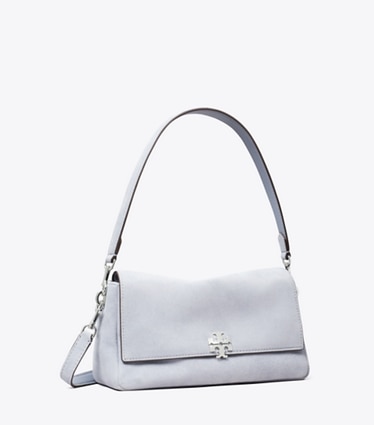Tory Burch designer shoulder bags Small Charlie Suede Shoulder Bag in Light Blue angle