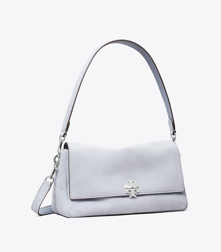 Tory Burch designer shoulder bags Small Charlie Suede Shoulder Bag in Light Blue angle