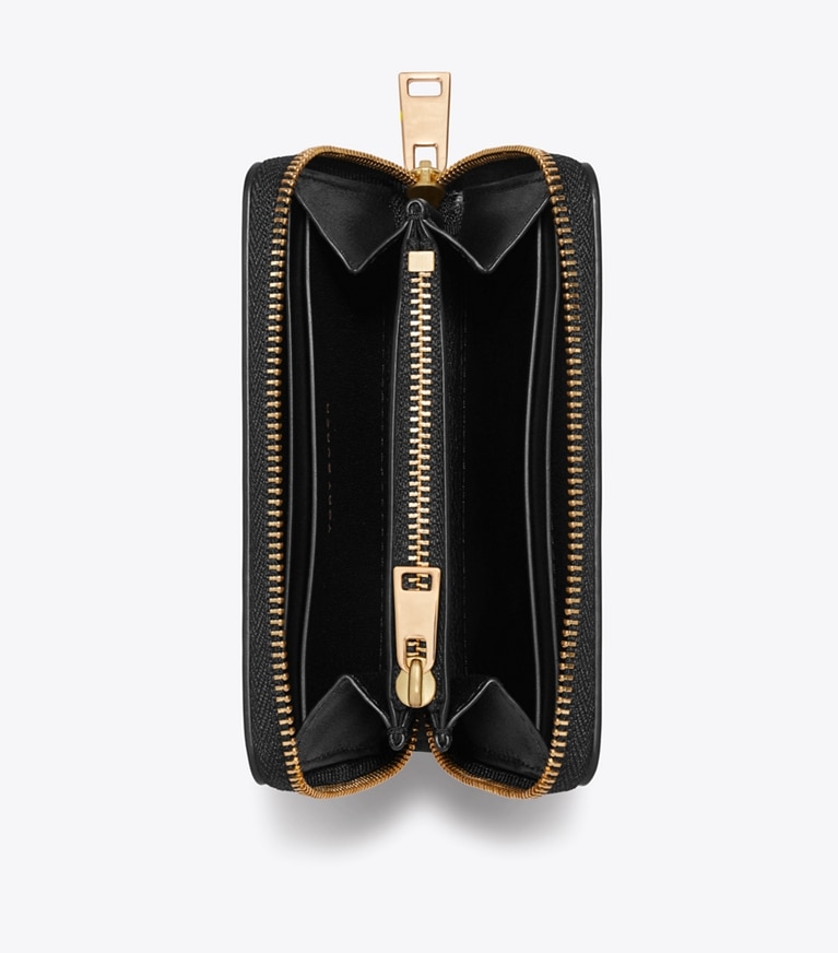 Tory Burch designer wallets Small Charlie Zip-Around Wallet in Black overhead