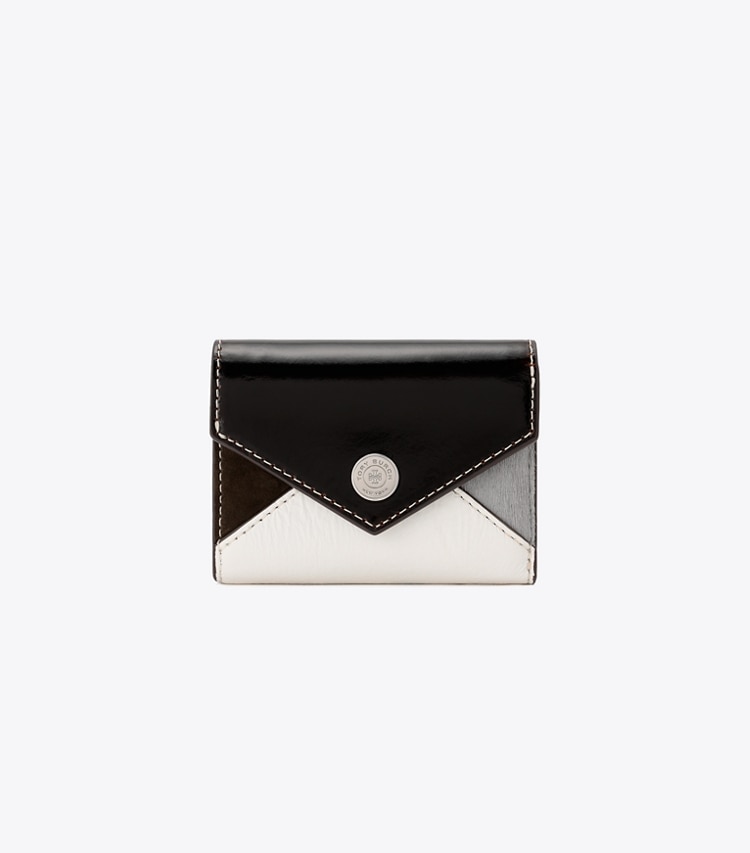 Tory Burch designer 財布 カラーブロック エンベロープ スモール ウォレット in Aged Bark Multi front