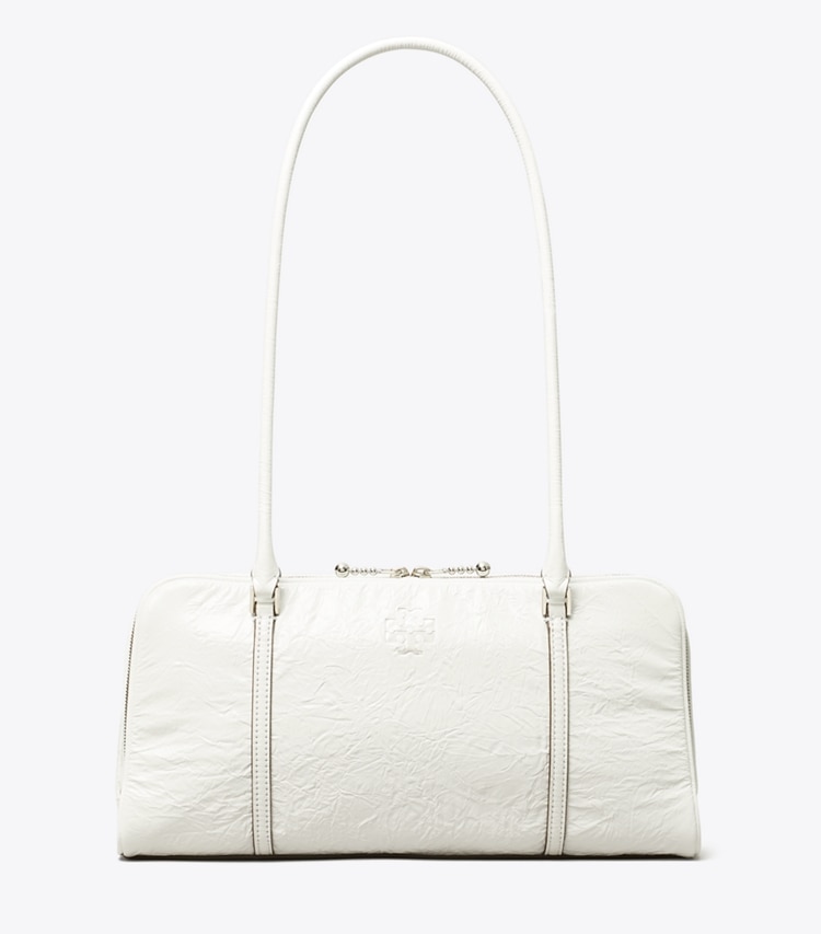Tory Burch designer shoulder bags Small Crinkle Leather Marshmallow Satchel in White front