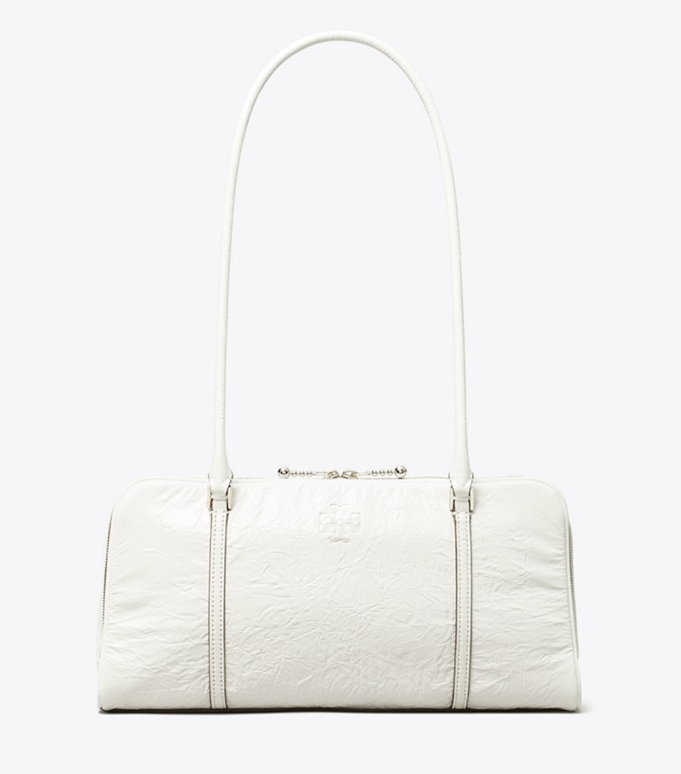 Tory Burch designer shoulder bags Small Crinkle Leather Marshmallow Satchel in White angle