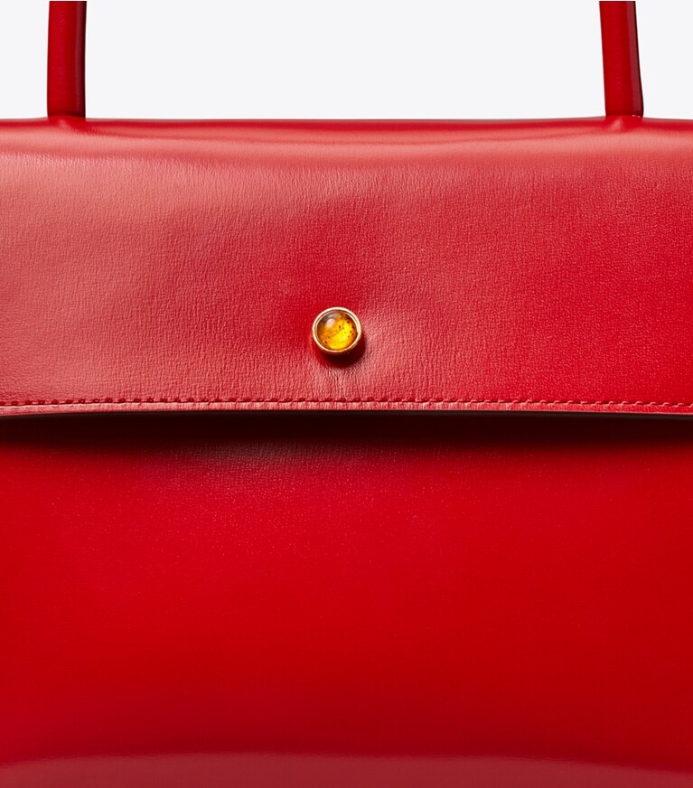 Tory Burch designer サッチェルバッグ スモールデビルバッグ in Warm Red angle