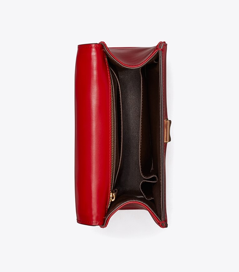 Tory Burch designer サッチェルバッグ スモールデビルバッグ in Warm Red angle