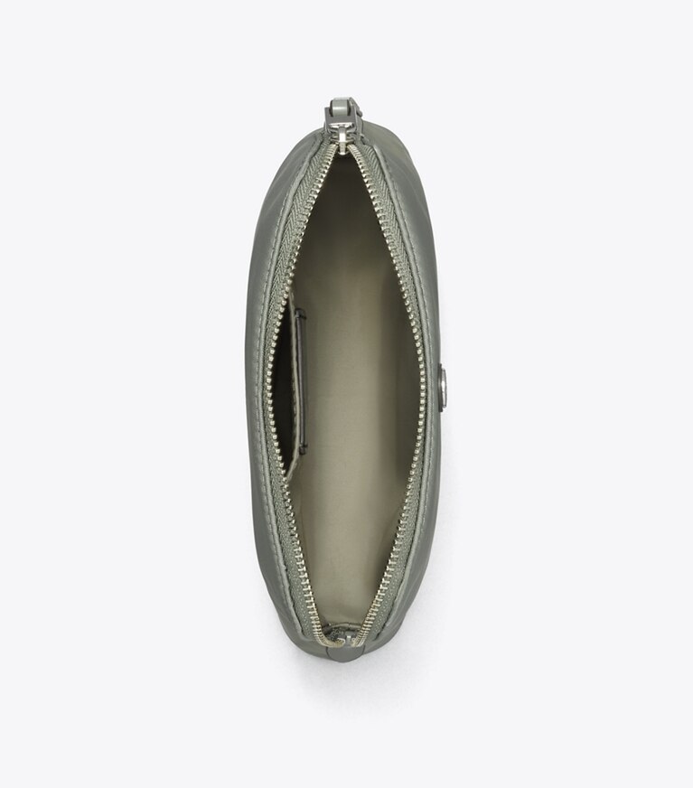 Tory Burch designer ポーチ ドーム ナイロン スモール コスメティックケース in Shale Rock angle