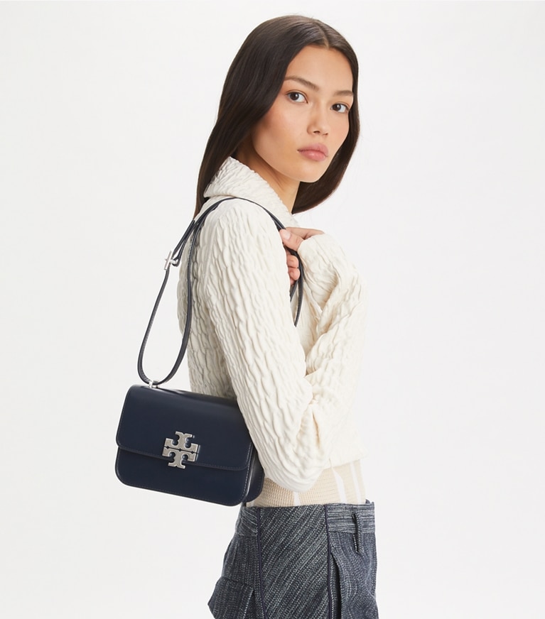 Tory Burch designer shoulder bags Small Eleanor Bag in New Navy angle