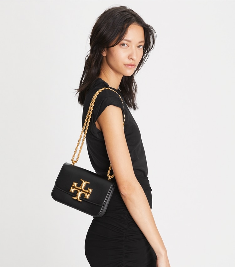 Tory Burch designer shoulder bags Small Eleanor Bag in Black accessory on model