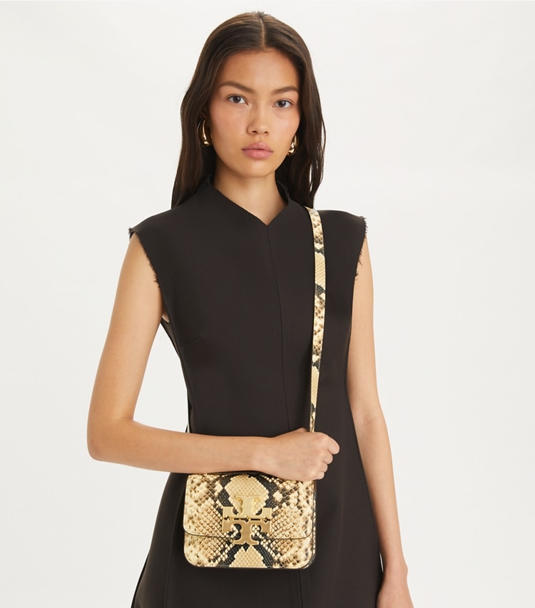 Tory Burch designer shoulder bags Small Eleanor Bag in Coriander / Black Multi additional on model