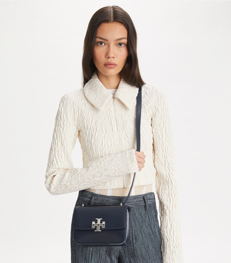 Tory Burch designer shoulder bags Small Eleanor Bag in New Navy additional on model