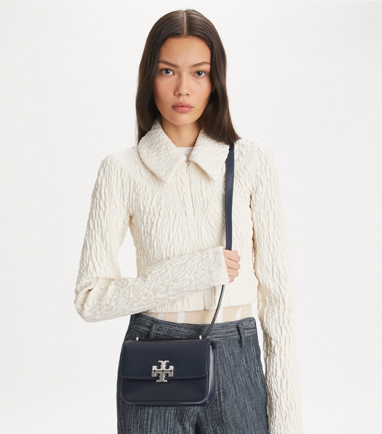 Tory Burch designer shoulder bags Small Eleanor Bag in New Navy angle