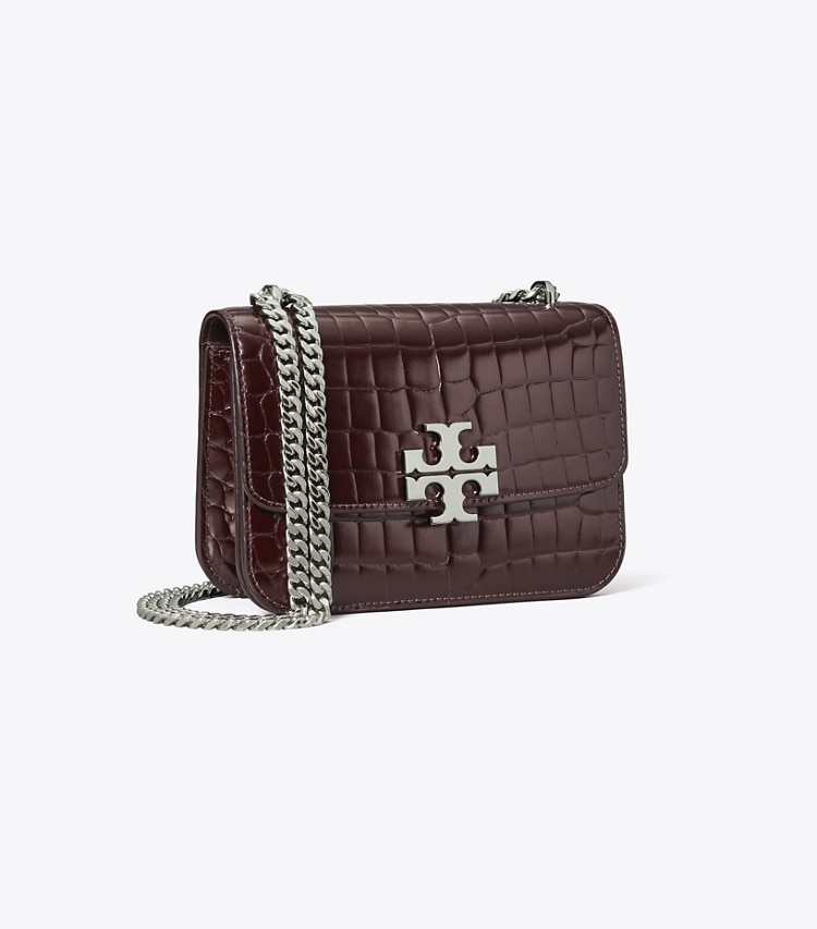 Tory Burch designer shoulder bags Small Eleanor Croc-Embossed Shoulder Bag in Deep Burgundy angle