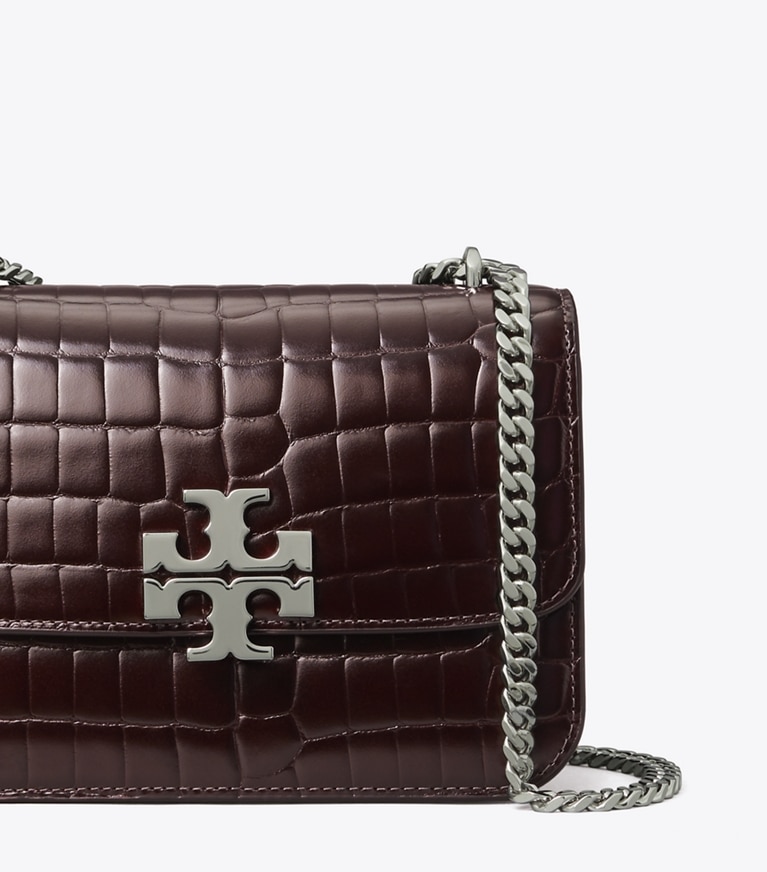 Tory Burch designer shoulder bags Small Eleanor Croc-Embossed Shoulder Bag in Deep Burgundy angle
