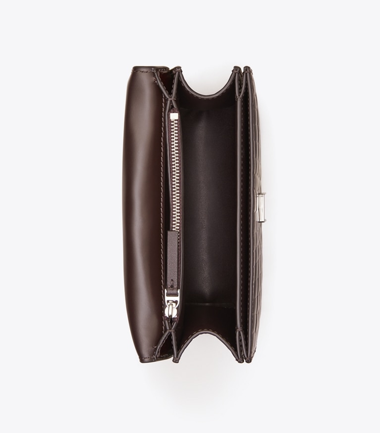 Tory Burch designer shoulder bags Small Eleanor Croc-Embossed Shoulder Bag in Deep Burgundy angle