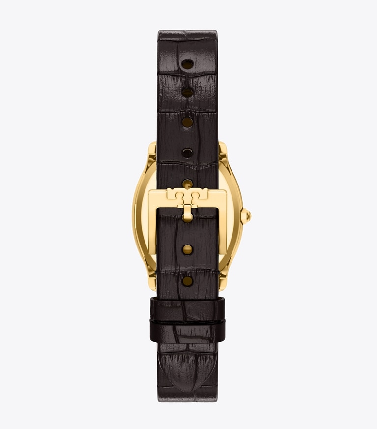 Tory Burch designer strap watches Small Eleanor Curve Watch in IVORY/GOLD/BLACK CROC back