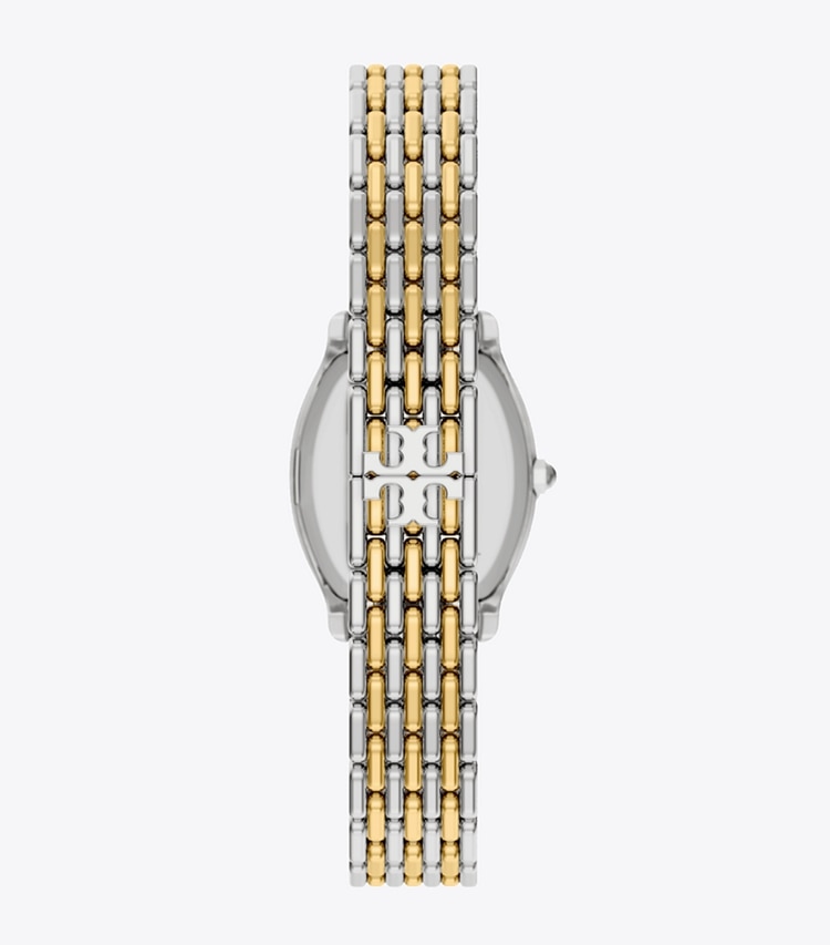 Tory Burch designer strap watches Small Eleanor Curve Watch in MOTHER-OF-PEARL/TWO-TONE back