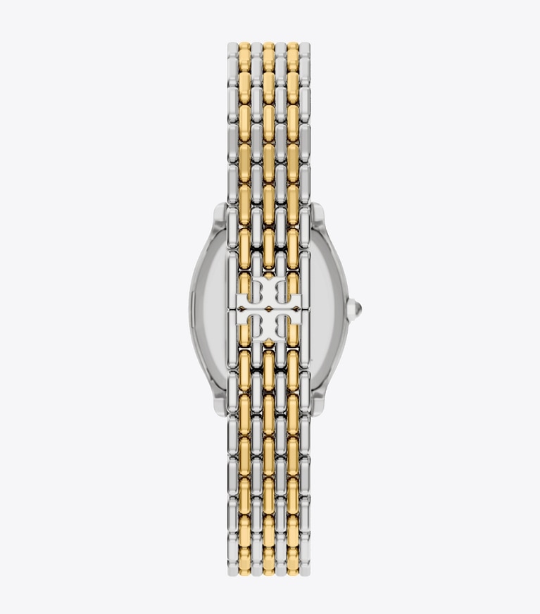 Tory Burch designer strap watches Small Eleanor Curve Watch in MOTHER-OF-PEARL/TWO-TONE back