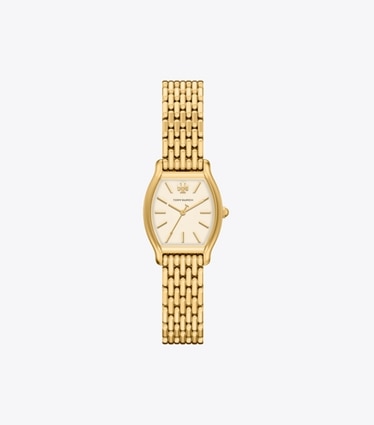 Tory Burch designer strap watches Small Eleanor Curve Watch in IVORY/GOLD front