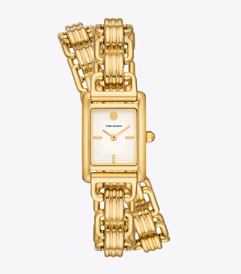 Tory Burch designer ストラップウォッチ エレノア ウォッチ ゴールドトーン／ステンレススチール 19 x 28mm in IVORY/GOLD front
