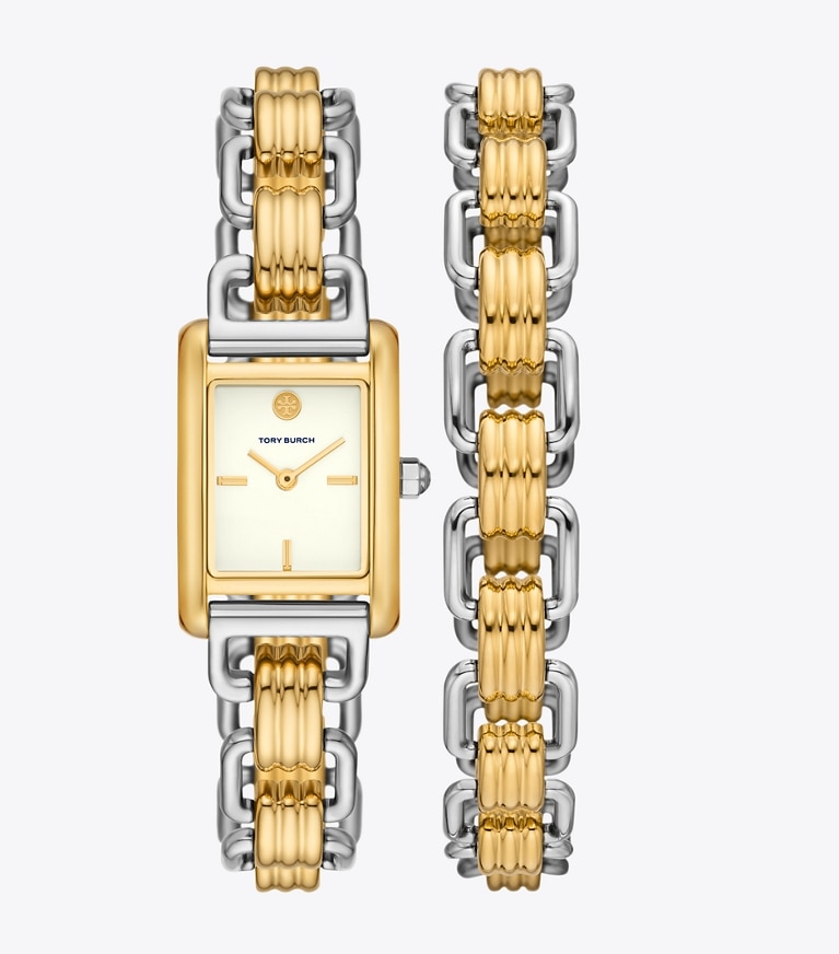 Tory Burch designer strap watches Small Eleanor Double Wrap Watch in IVORY/ TWO-TONE front
