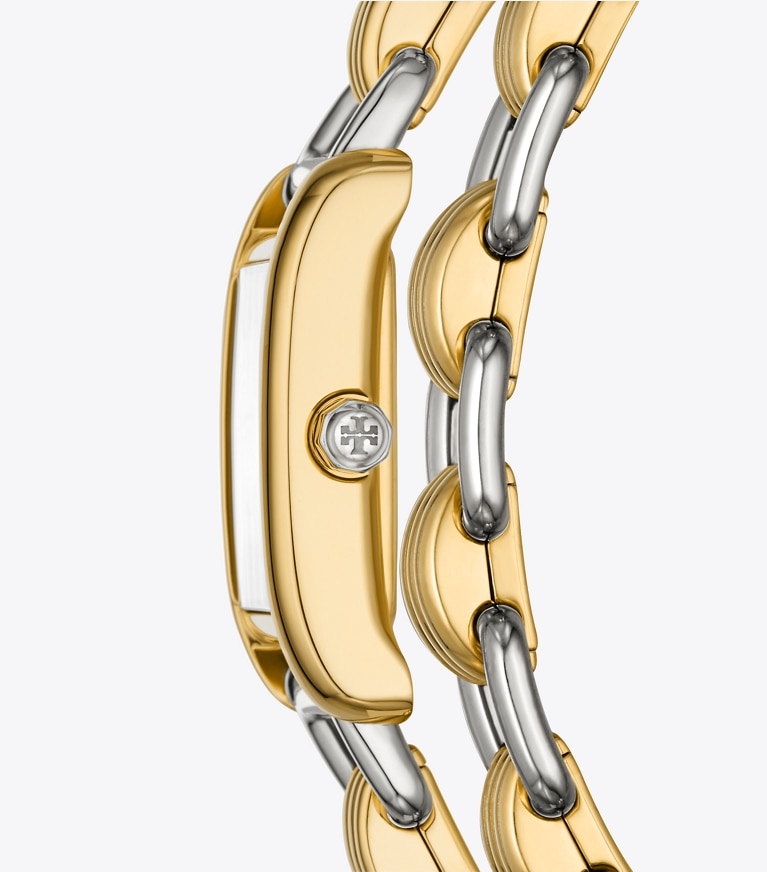 Tory Burch designer strap watches Small Eleanor Double Wrap Watch in IVORY/ TWO-TONE front