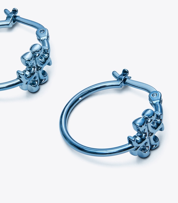 Tory Burch designer earrings Small Eleanor Hoop Earring in Ice Blue detail