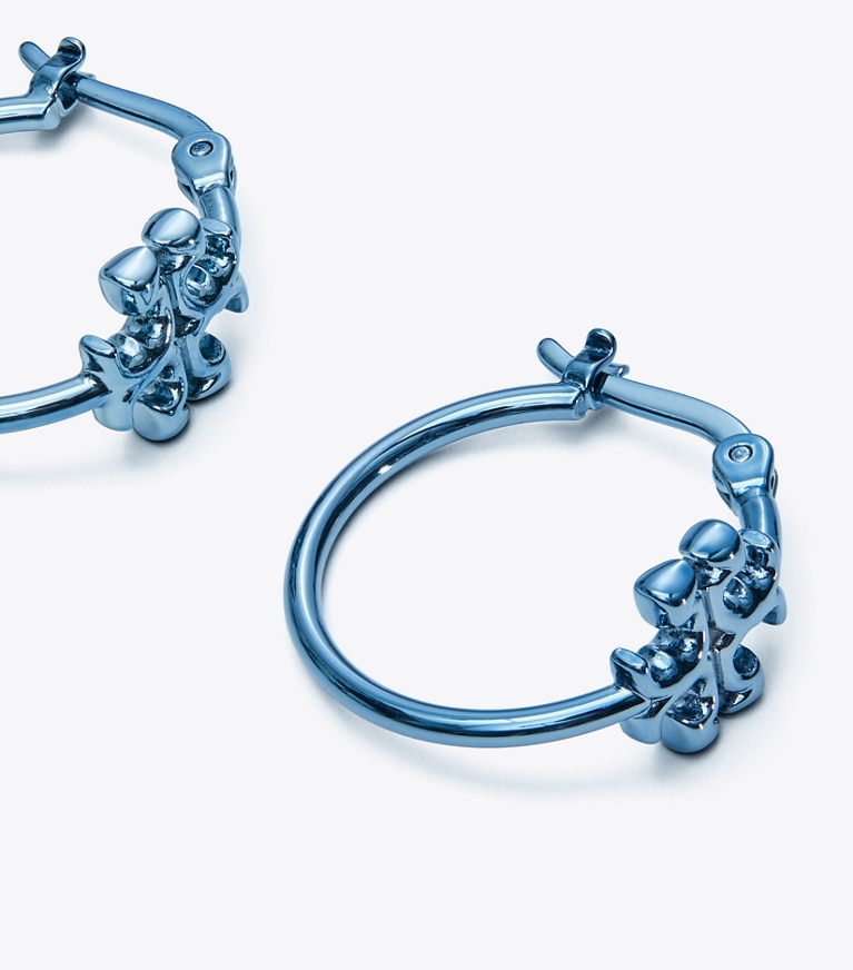 Tory Burch designer earrings Small Eleanor Hoop Earring in Ice Blue front