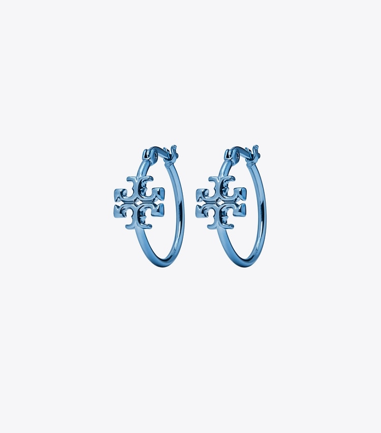 Tory Burch designer earrings Small Eleanor Hoop Earring in Ice Blue front