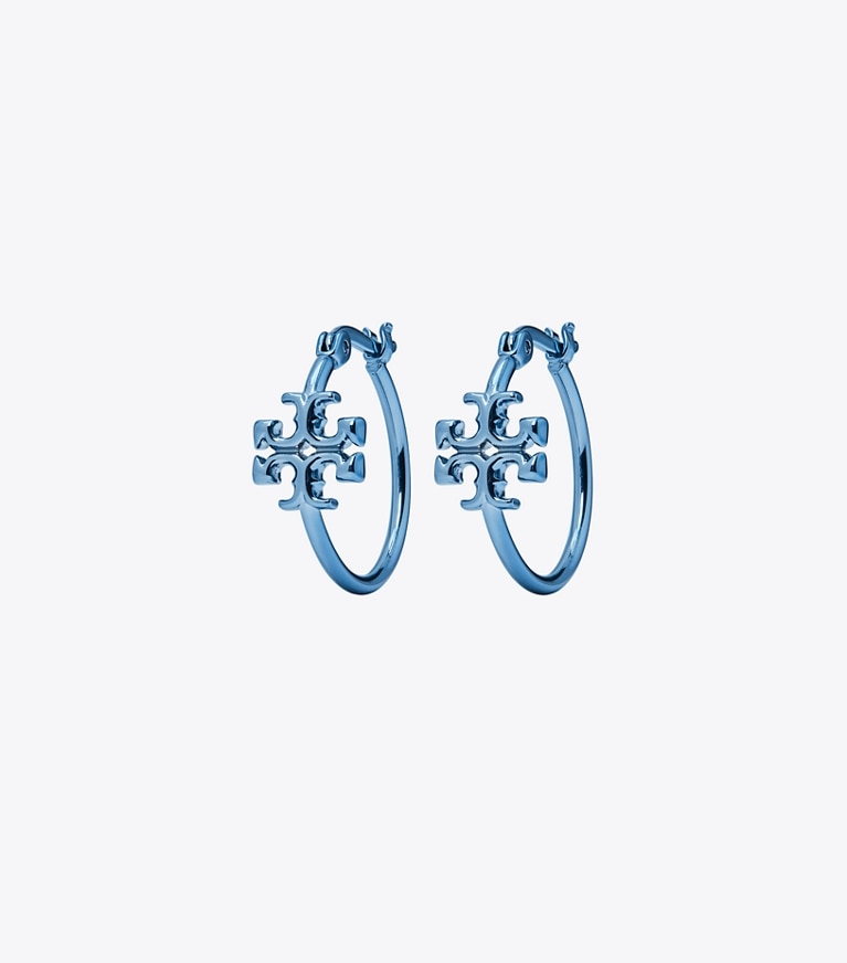 Tory Burch designer earrings Small Eleanor Hoop Earring in Ice Blue front