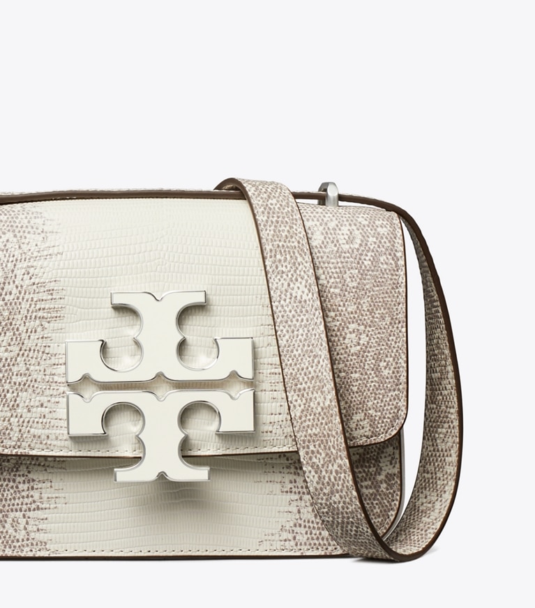 Tory Burch designer shoulder bags Small Eleanor Lizard-Embossed Bag in Cool White angle